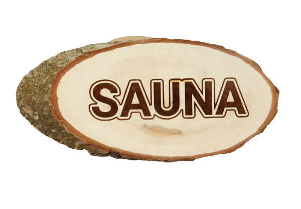 Sauna Schild Rund Rindscheibe Tiefen Gravierung